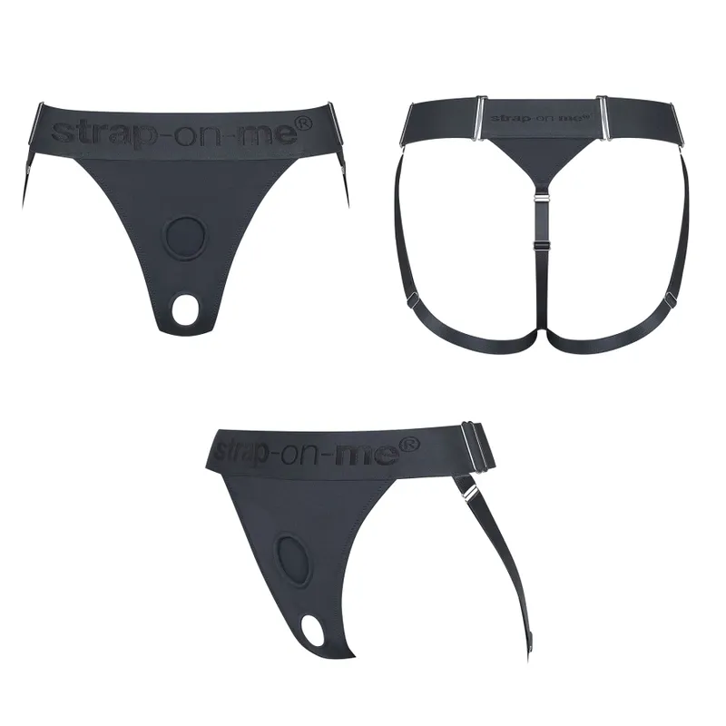 Трусики для страпона Strap-On-Me HARNAIS LINGERIE UNIQUE, One Size, сірі
