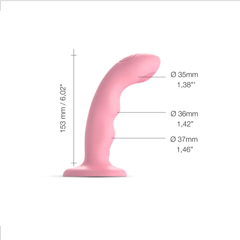 Насадка для страпона Strap-On-Me TAPPING DILDO WAVE – Coral Pink, M