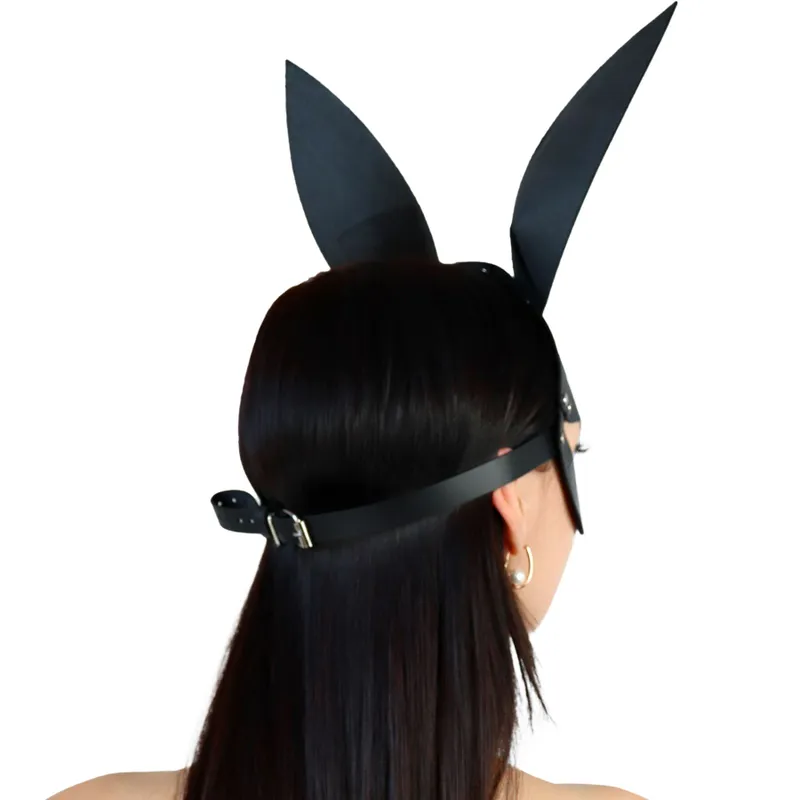 Шкіряна маска Зайчика Art of Sex - Bunny mask, чорна