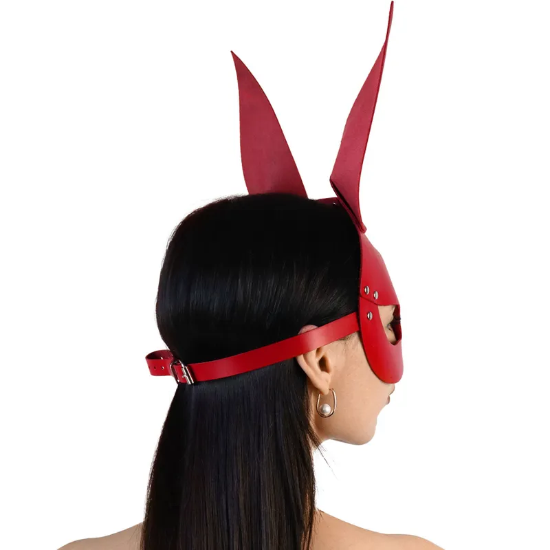 Шкіряна маска Зайчика Art of Sex - Bunny mask, колір червоний