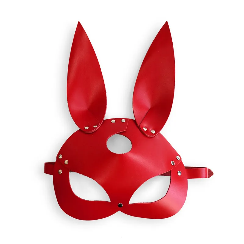 Шкіряна маска Зайчика Art of Sex - Bunny mask, колір червоний