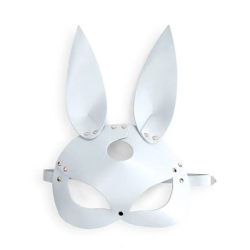 Шкіряна маска Зайчика Art of Sex - Bunny mask, білий колір