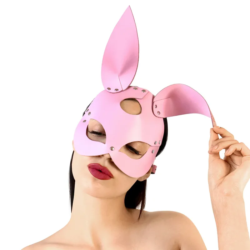 Шкіряна маска Зайчика Art of Sex - Bunny mask, колір рожевий