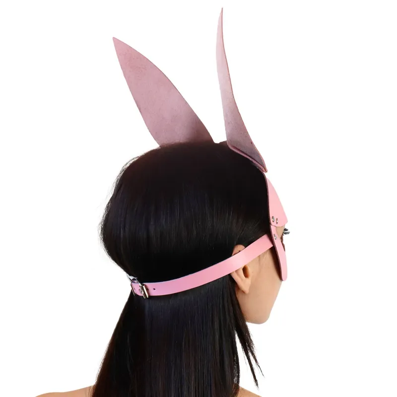 Шкіряна маска Зайчика Art of Sex - Bunny mask, колір рожевий