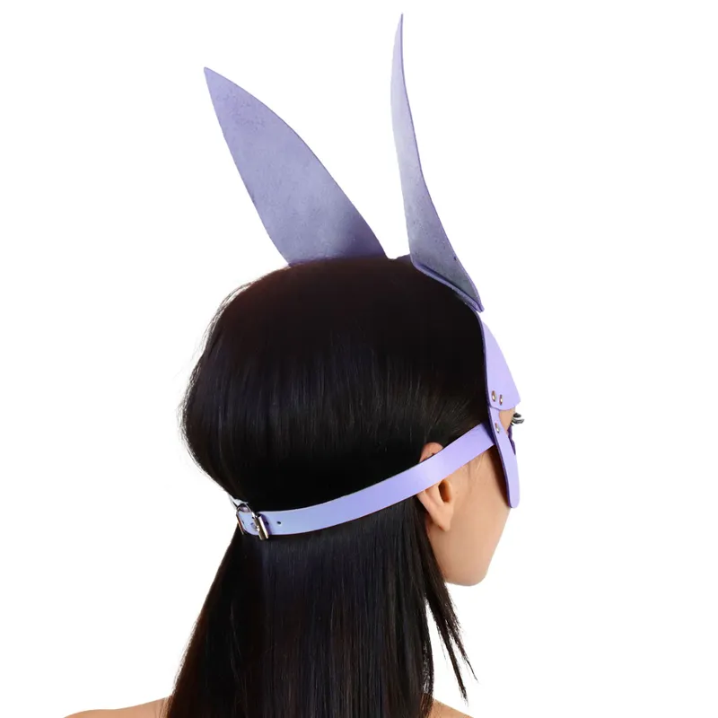 Шкіряна маска Зайчика Art of Sex - Bunny mask, лавандовий колір