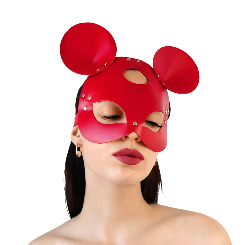 Шкіряна маска мишки Art of Sex - Mouse Mask, колір червоний