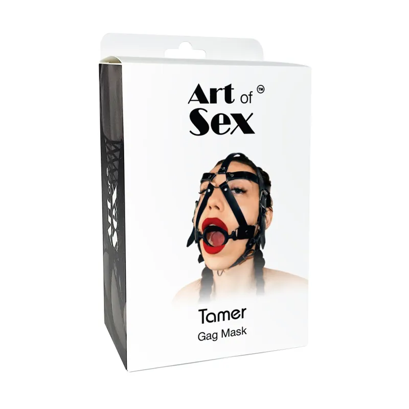 Кляп-маска з силіконовим кільцем Art of Sex - Tamer, чорна