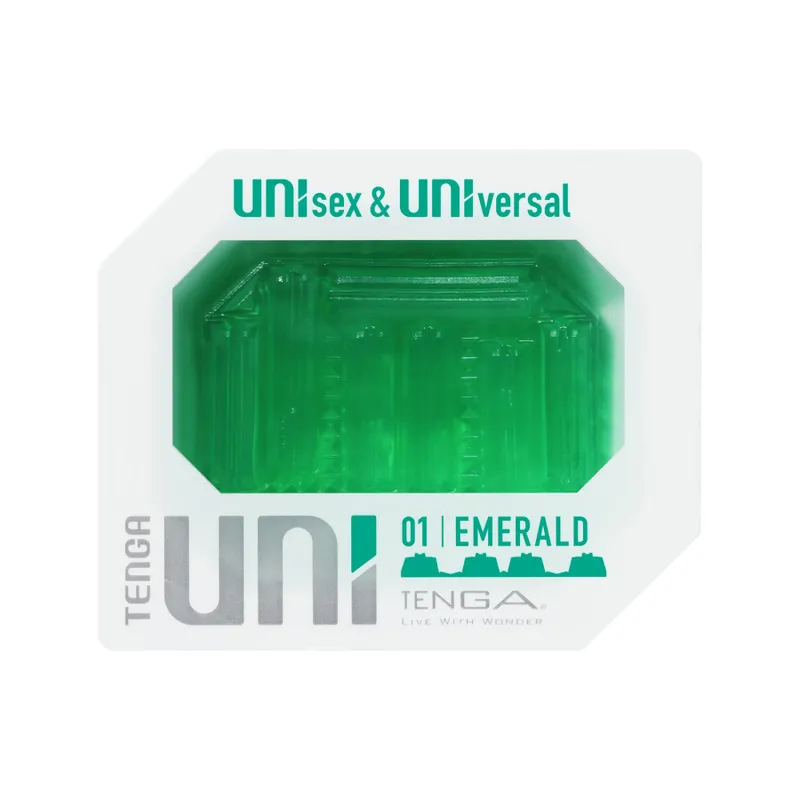 Насадка-стимулятор Tenga UNI Emerald, зелена, з геометричним рельєфом
