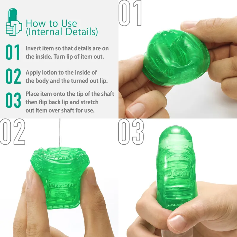 Насадка-стимулятор Tenga UNI Emerald, зелена, з геометричним рельєфом