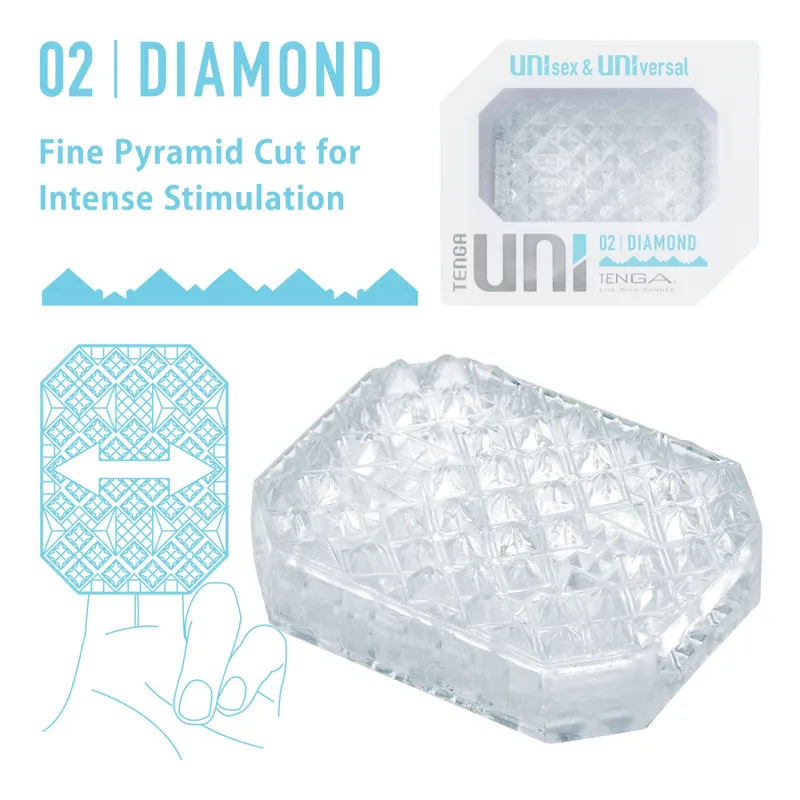 Насадка-стимулятор Tenga UNI Diamond, білий, з рельєфною поверхнею