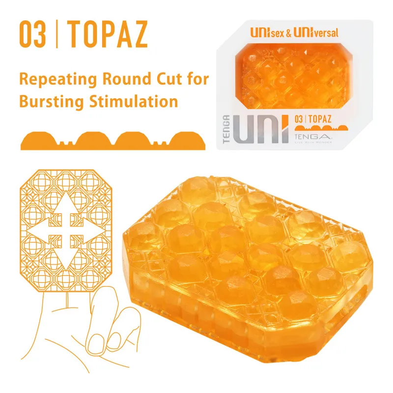 Унісекс-стимулятор Tenga UNI Topaz, помаранчевий, рельєфна поверхня