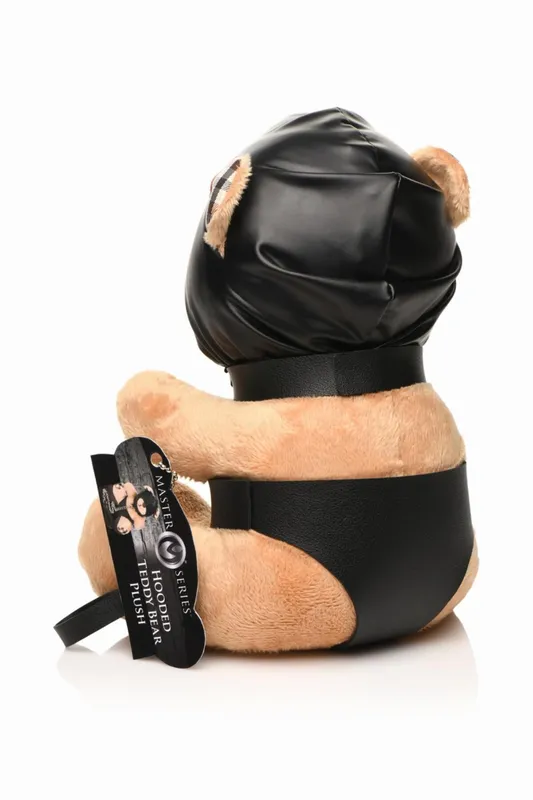 Плюшевий ведмедик HOODED Teddy Bear Plush у шкіряному капюшоні з повідцем, Master Series