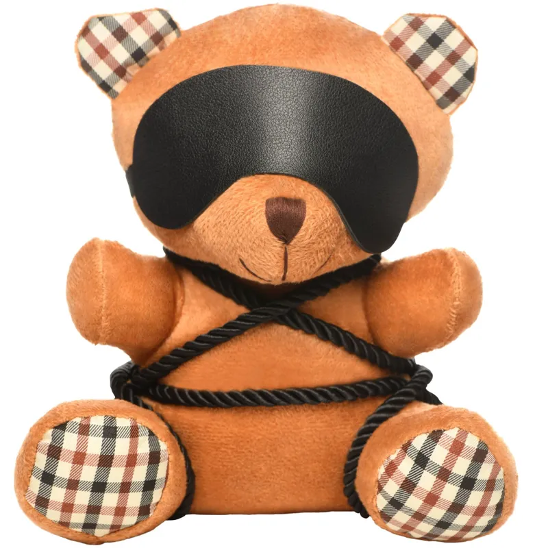 Плюшевий ведмедик ROPE Teddy Bear Plush БДСМ у шкіряній масці, Master Series, 22×16×12 см