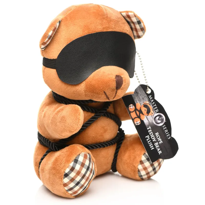Плюшевий ведмедик ROPE Teddy Bear Plush БДСМ у шкіряній масці, Master Series, 22×16×12 см