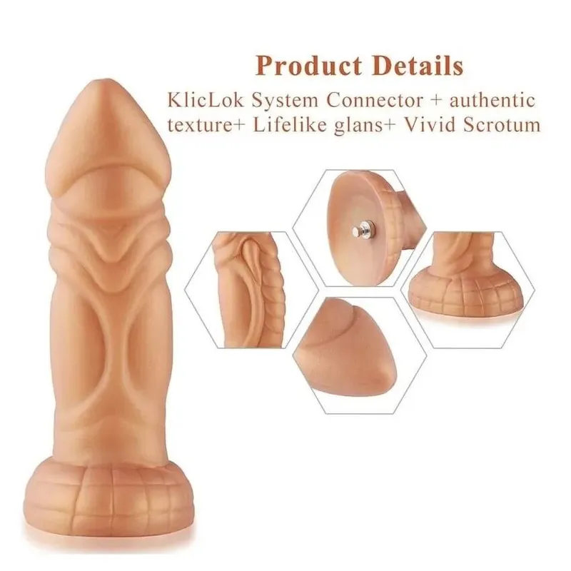 Фалоімітатор для секс-машин Hismith Slightly Curved Silicone Dildo Monster Series, кріплення KlicLok
