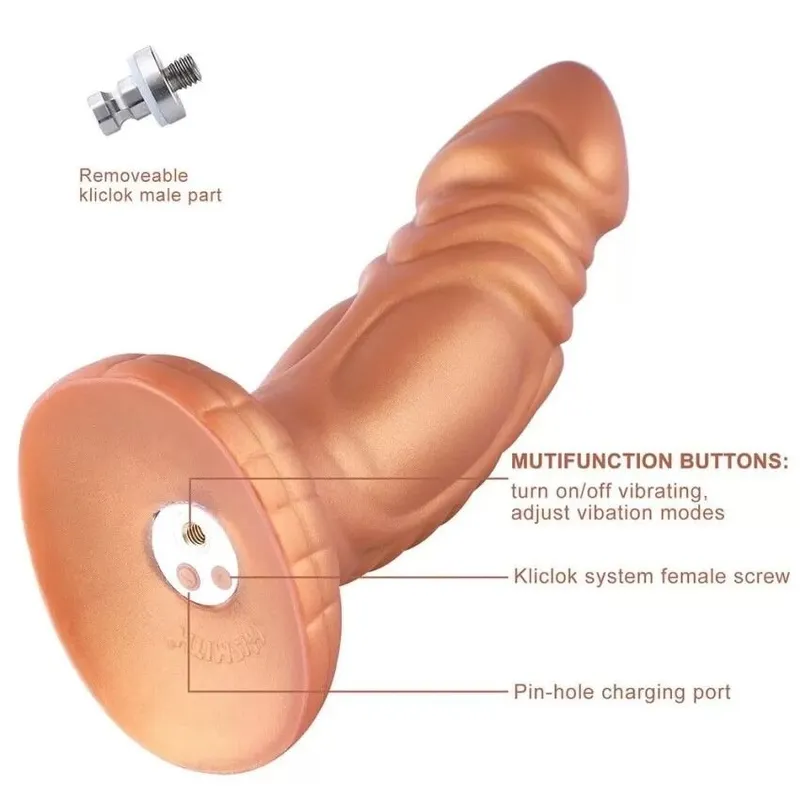 Фалоімітатор з вібрацією Hismith Slightly Curved Vibrating Silicone Dildo Monster Series, KlicLok