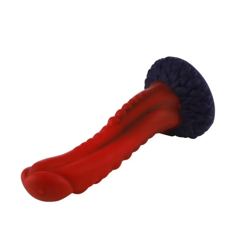 Фалоімітатор Hismith 8.35″ Curved Silicone Dildo Red Monster Series, система KlicLok