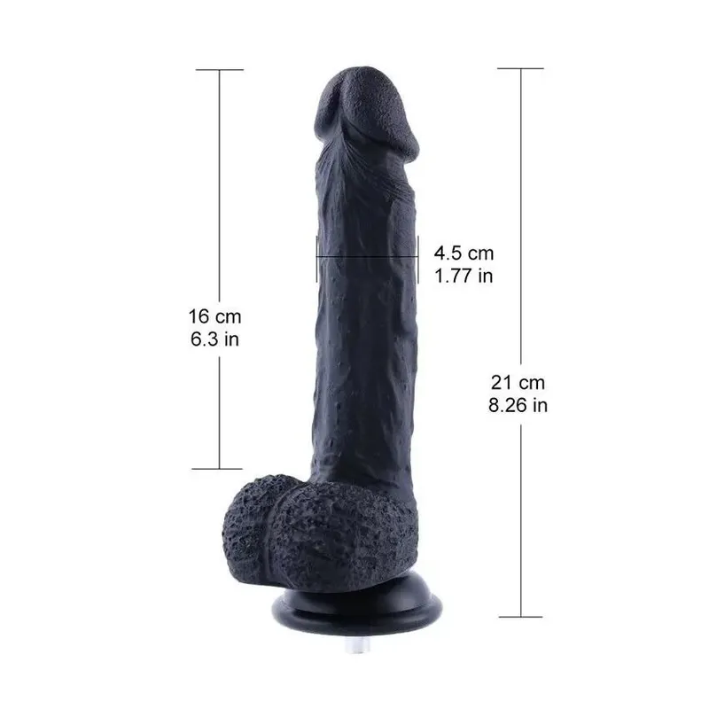 Фалоімітатор для секс-машин Hismith 8.3″ Silicone Dildo Black з системою KlicLok