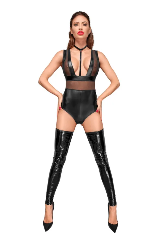 Боді з мокрим ефектом Noir Handmade F183 Powerwetlook body, S