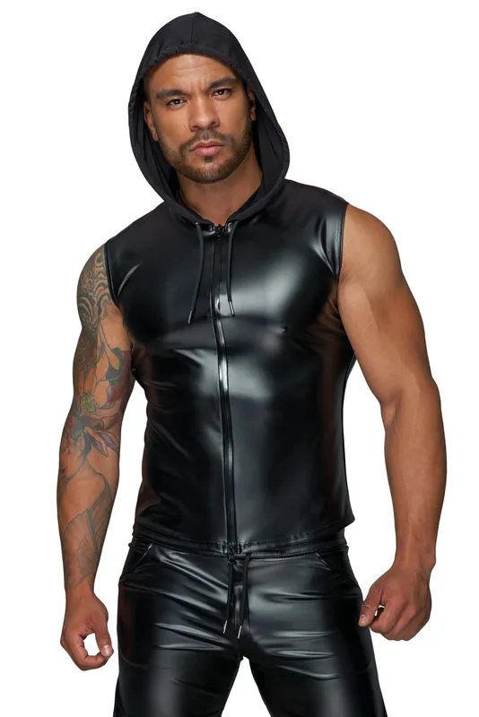 Чоловіча безрукавка з капюшоном Noir Handmade H062 Hooded Shirt, M, мокрий ефект