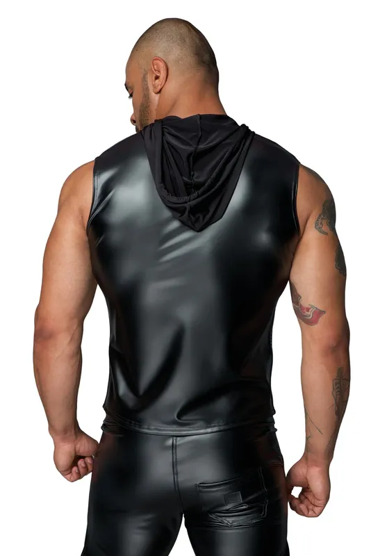 Чоловіча безрукавка з капюшоном Noir Handmade H062 Hooded Shirt, XL, мокрий ефект