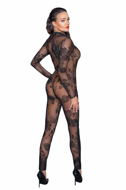 Сітчастий бодістокінг Noir Handmade F237 Long tulle overall, XL