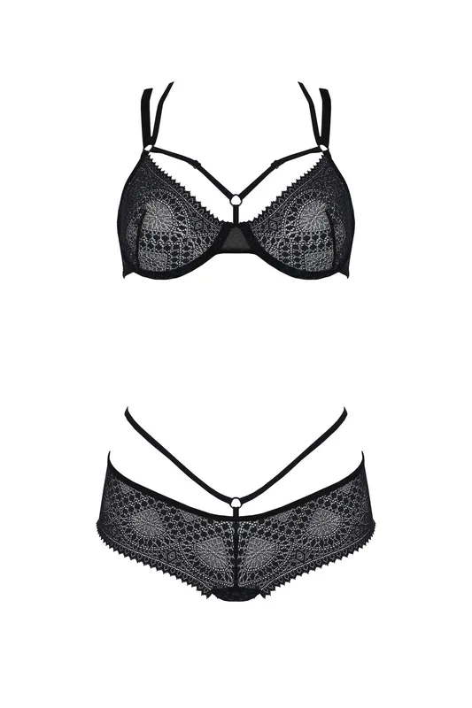 Комплект білизни Passion DROSERA BIKINI black, S/M, бюстгальтер і трусики-кюлоти