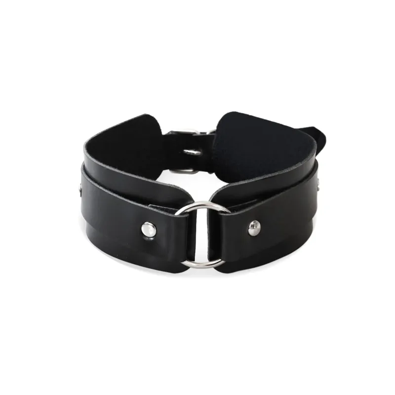 БДСМ-нашийник з кільцем Art of Sex - Martina Collar with ring, натуральна шкіра, чорний