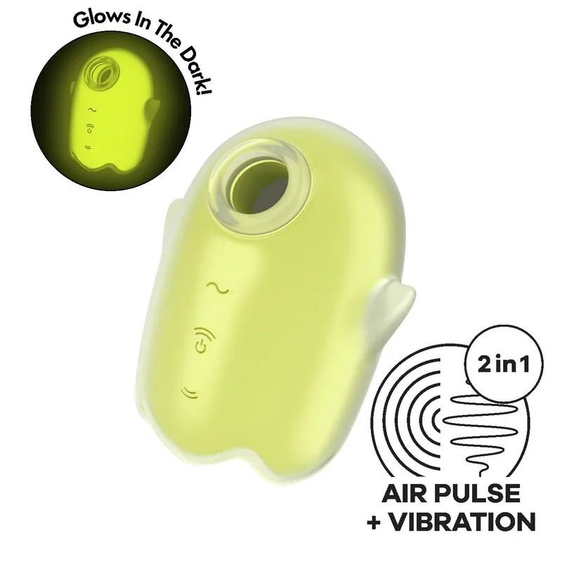 Вакуумний кліторальний стимулятор Satisfyer Glowing Ghost Yellow, світиться в темряві