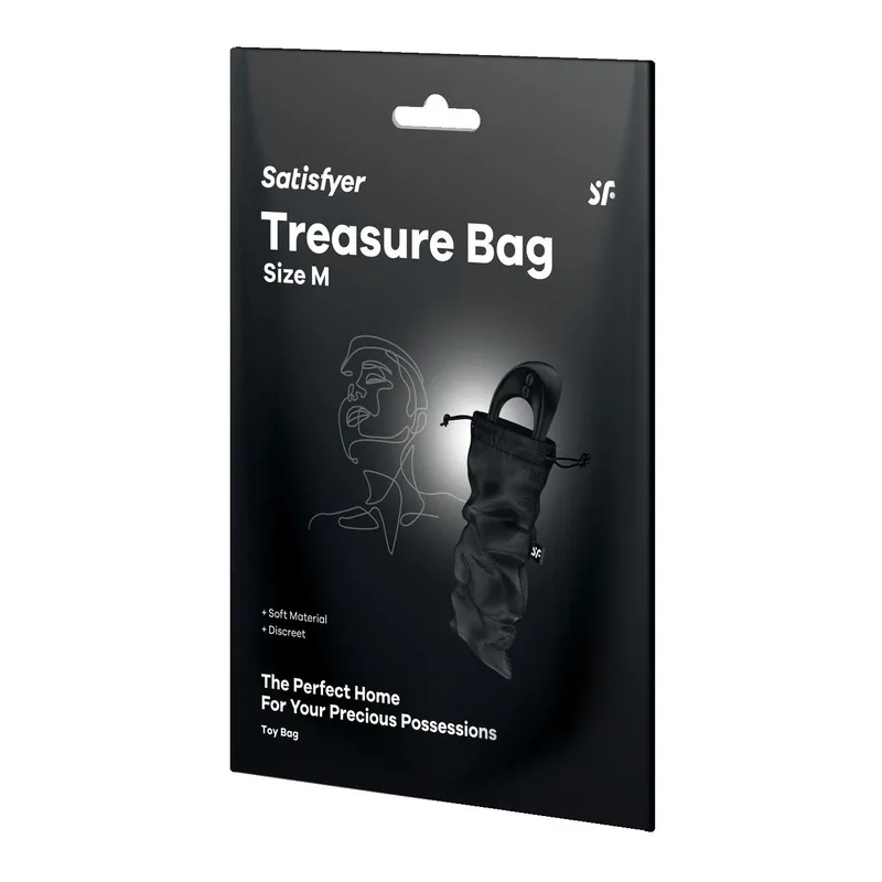 Мішечок для секс-іграшок Satisfyer Treasure Bag M, чорний, на шнурку