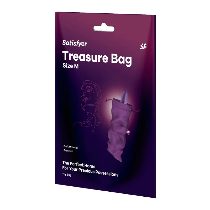 Мішечок для секс-іграшок Satisfyer Treasure Bag M, фіолетовий, на шнурку