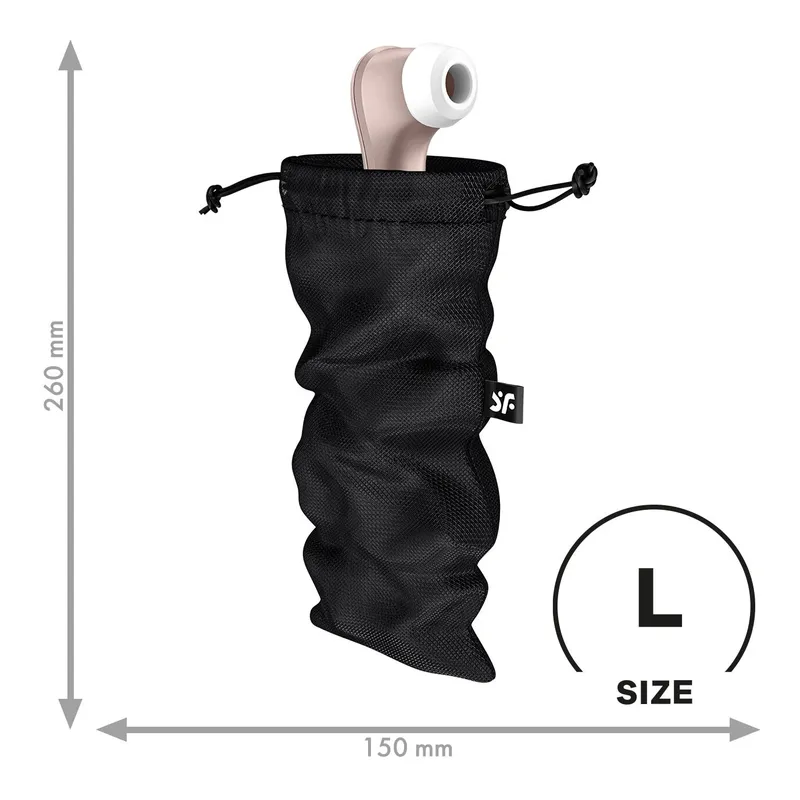 Мішечок для секс-іграшок Satisfyer Treasure Bag L, чорний, на шнурку