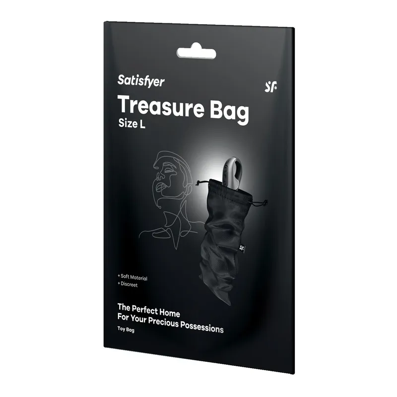 Мішечок для секс-іграшок Satisfyer Treasure Bag L, чорний, на шнурку