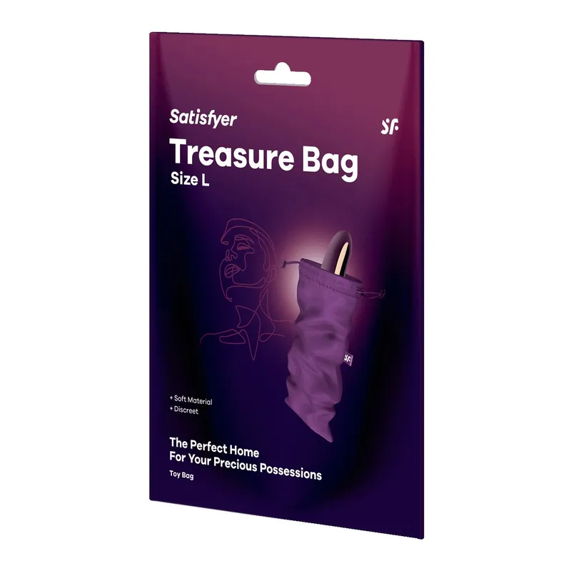 Мішечок для секс-іграшок Satisfyer Treasure Bag L, фіолетовий, на шнурку