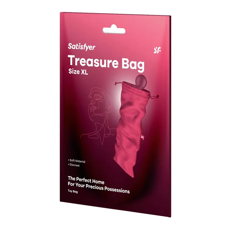 Мішечок для секс-іграшок Satisfyer Treasure Bag XL, темно-рожевий, на шнурку