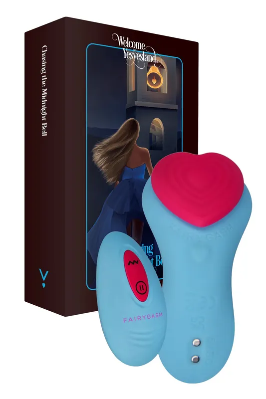 Вібратор у трусики FairyGasm HeartGem blue, на магніті, з пультом ДУ