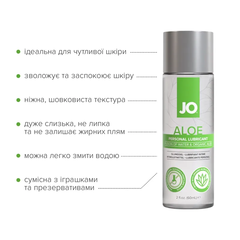 Змазка на водній основі JO H2O Organic Aloe (60 мл)