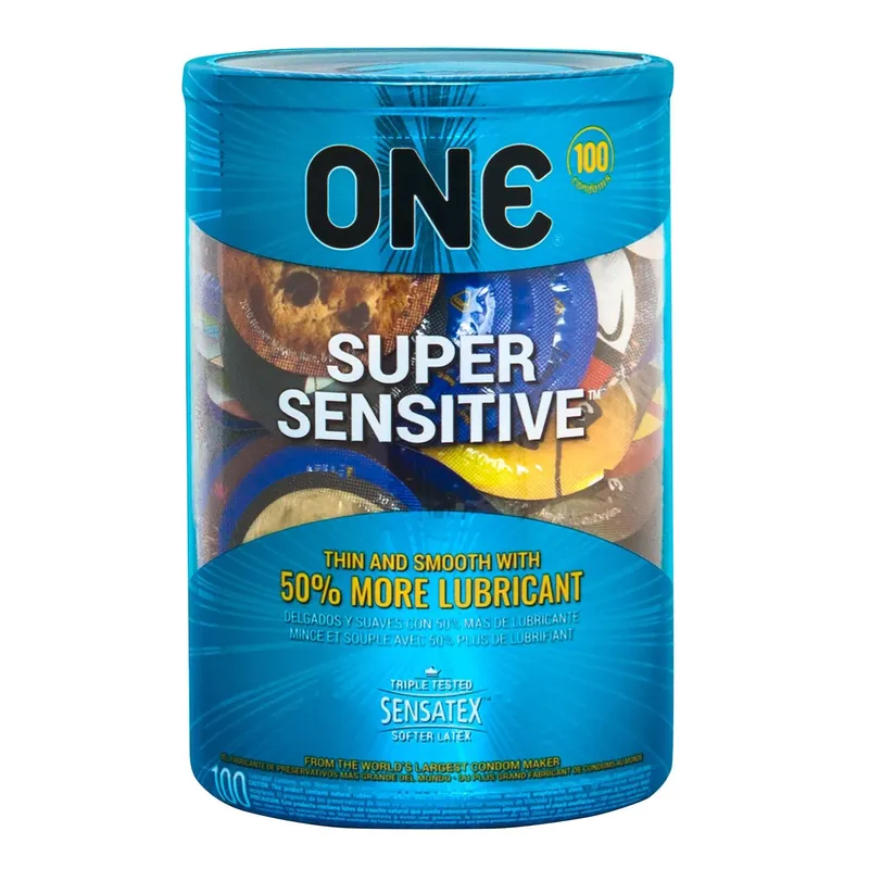 Набір презервативів ONE Super Sensitive, 100 шт, тубус