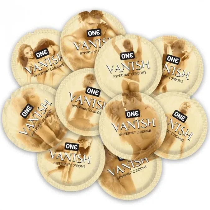 Презервативи ONE Vanish Hyperthin, 100 шт, ультратонкі, зі змазкою, упаковка-тубус