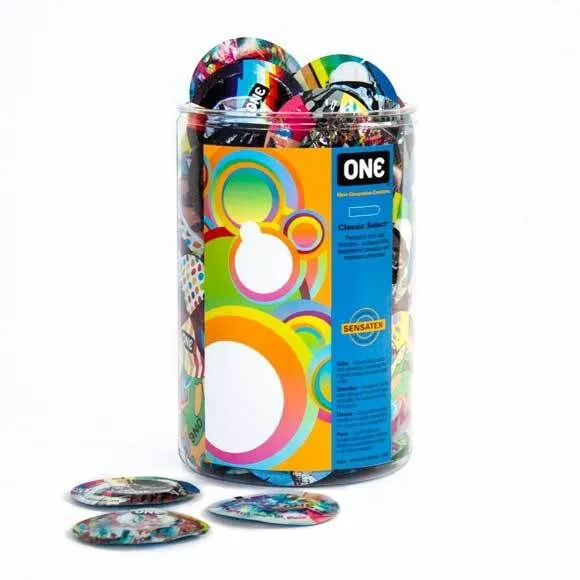 Набір презервативів ONE Classic Select Artist Collection, 100 шт, тубус