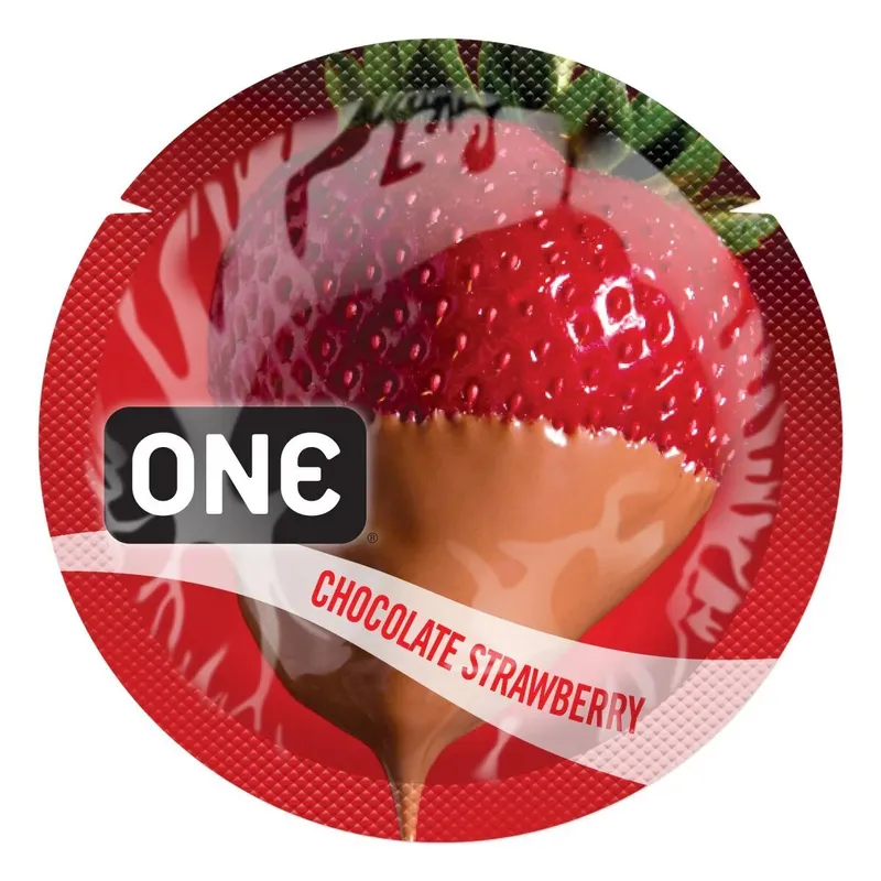 Презерватив ONE FlavorWaves Chocolate Strawberry, 1 шт, аромат шоколаду та полуниці