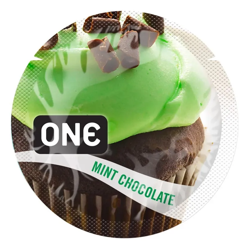 Презерватив ONE FlavorWaves Mint Chocolate, 1 шт, зелений, аромат м'ятного шоколаду