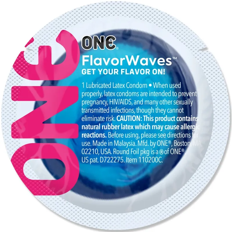 Презерватив ONE FlavorWaves Fresh Mint, 1 шт, яскраво-синій, аромат м'яти