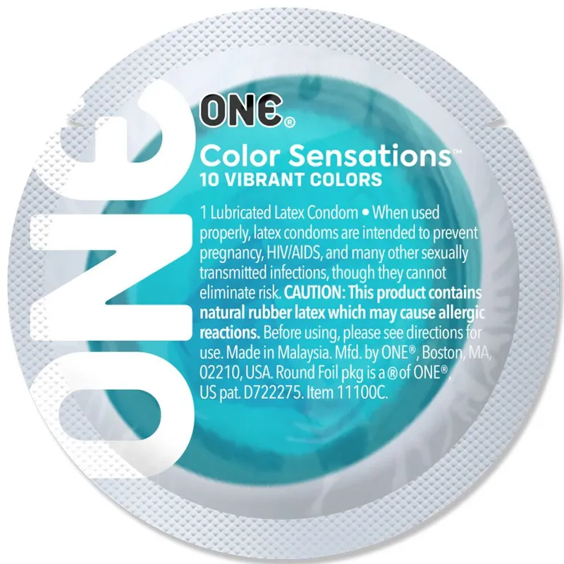 Презерватив ONE Color Sensations Catch the perfect ONE, 1 шт, бірюзовий, зі змазкою