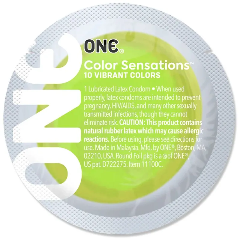 Презерватив ONE Color Sensations Roll ONE on, 1 шт, салатовий, зі змазкою