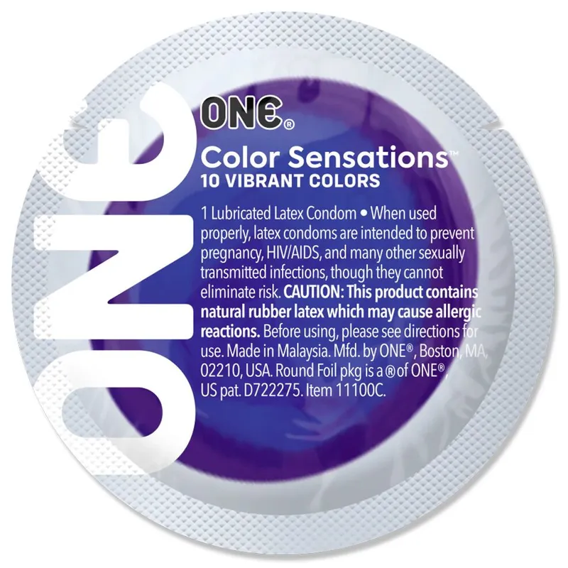 Презерватив ONE Color Sensations Struck by ONE, лавандово-бузковий, зі змазкою