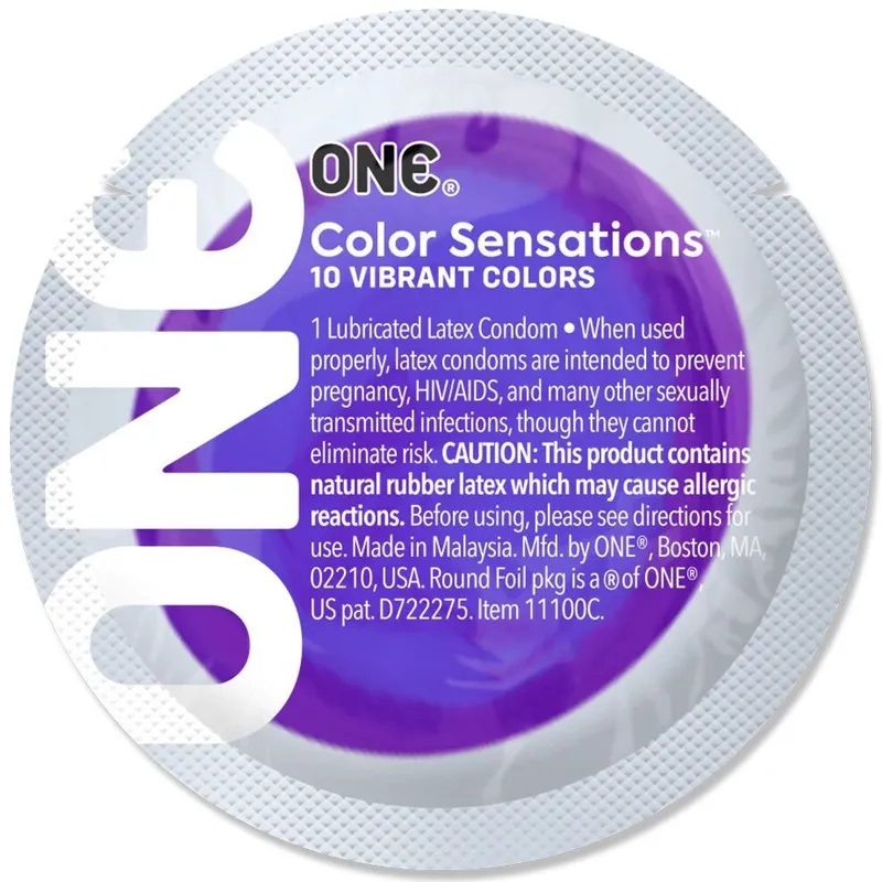Презерватив ONE Color Sensations Pick ONE, 1 шт, фіолетовий, зі змазкою