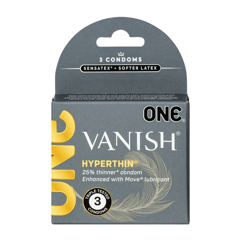 Презервативи ONE Vanish Hyperthin, 3 шт, ультратонкі, зі змазкою