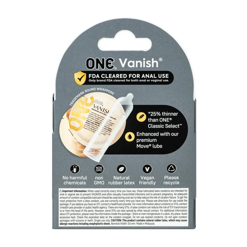 Презервативи ONE Vanish Hyperthin, 3 шт, ультратонкі, зі змазкою
