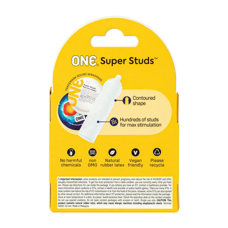Презервативи ONE Super Studs, 3 шт, з точковим рельєфом